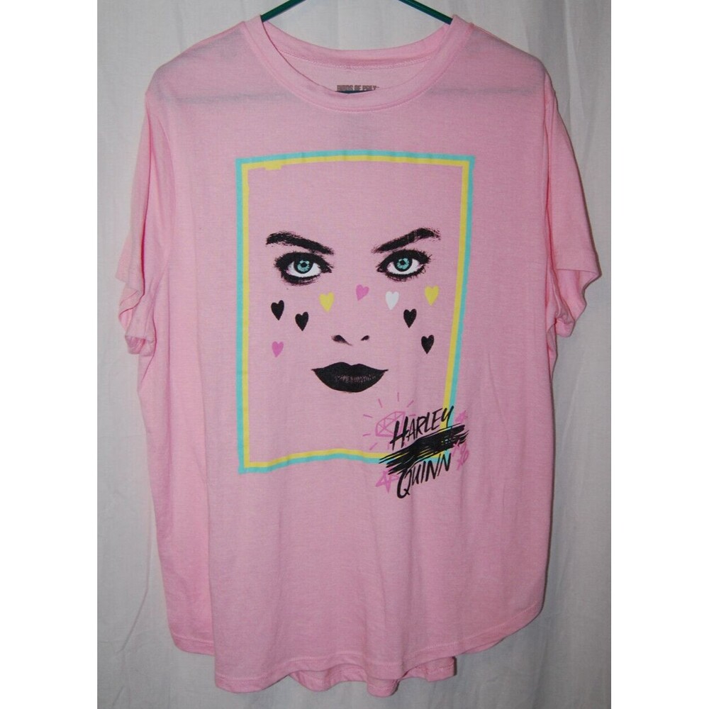 Harley Quinn Birds Of Prey Womens XXXL Pink Face T Shirt